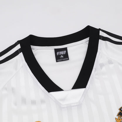 Vertical Stripe Letter Print Sports Jersey Men's Summer American Street Casual Loose Color Block Short Sleeve T-Shirt Top