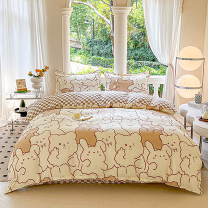 Cartoon Four-Piece Set Fresh Autumn and Winter Single Student Dormitory Bedding Sheet Three-Piece Set Single Quilt Cover