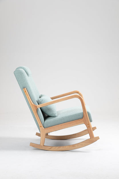 Rocking Chair Upholstered Fabric Rocking Armchair Indoor with High Backrest Glider Chairs and Lumbar Pillow for Living Room
