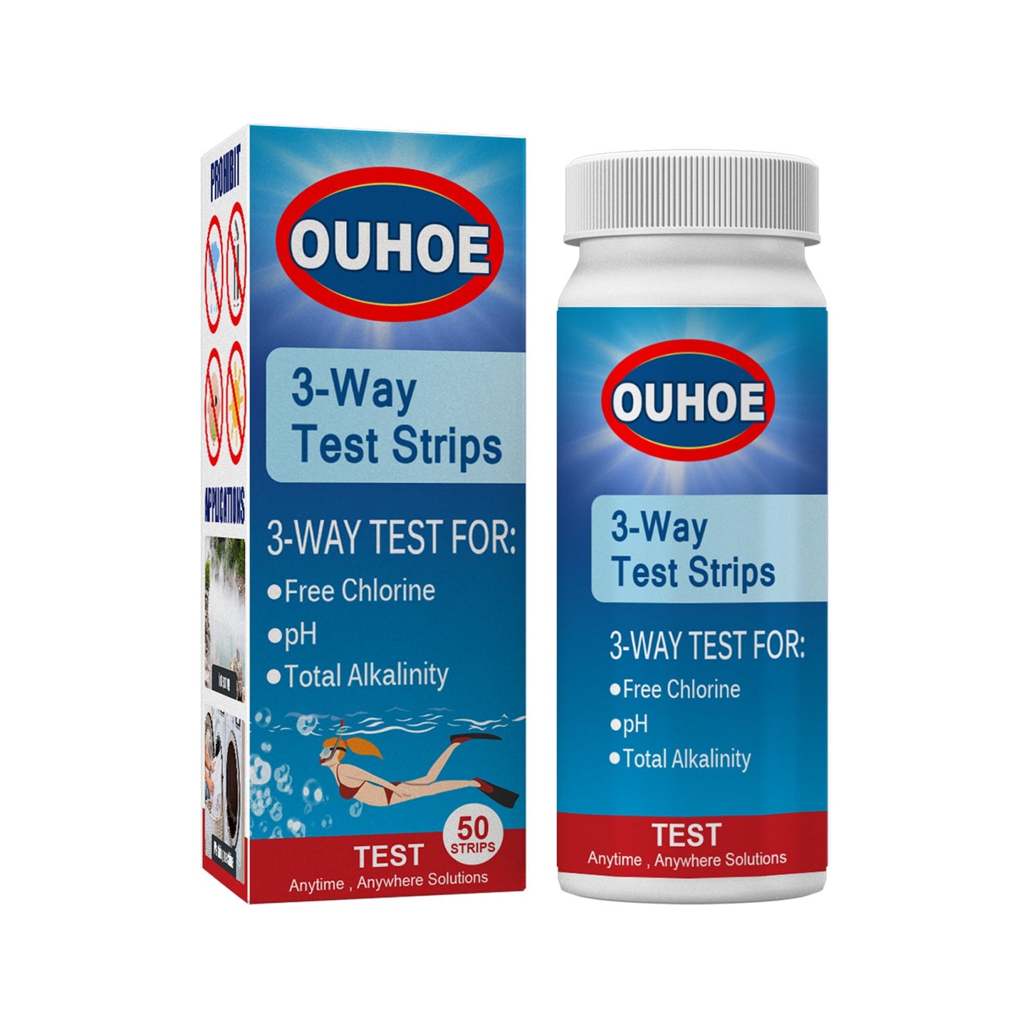 3-In-1 Ph Test, Paper Pool Water Quality Total Alkalinity Hardness Pool Clean Water Ph Test Strip