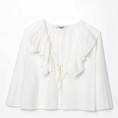 Style Women's Fashion Casual Long Sleeve Layered Decorative Shirt