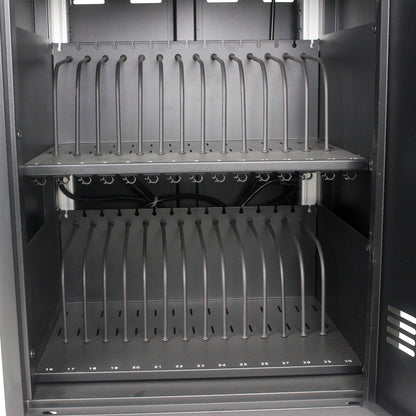 Mobile Charging Cart and Cabinet for Tablets Laptops 30-Device With Combination Lock--Black