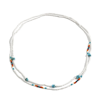 Sexy beach turquoise rice bead elastic waist chain for women's vacation style bead body chain