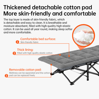 Outdoor camping bed, foldable beach bed, single garden siesta bed, with storage bag, lightweight.