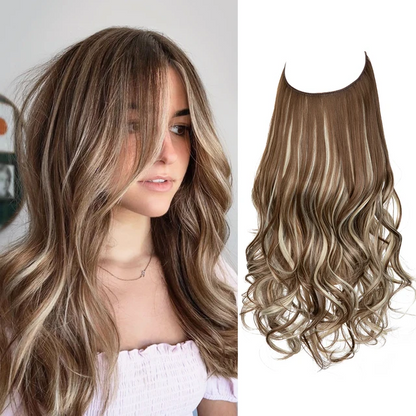 One-piece women's hair extension piece with abundant hair volume U-shaped fishing line invisible and natural long curly hair
