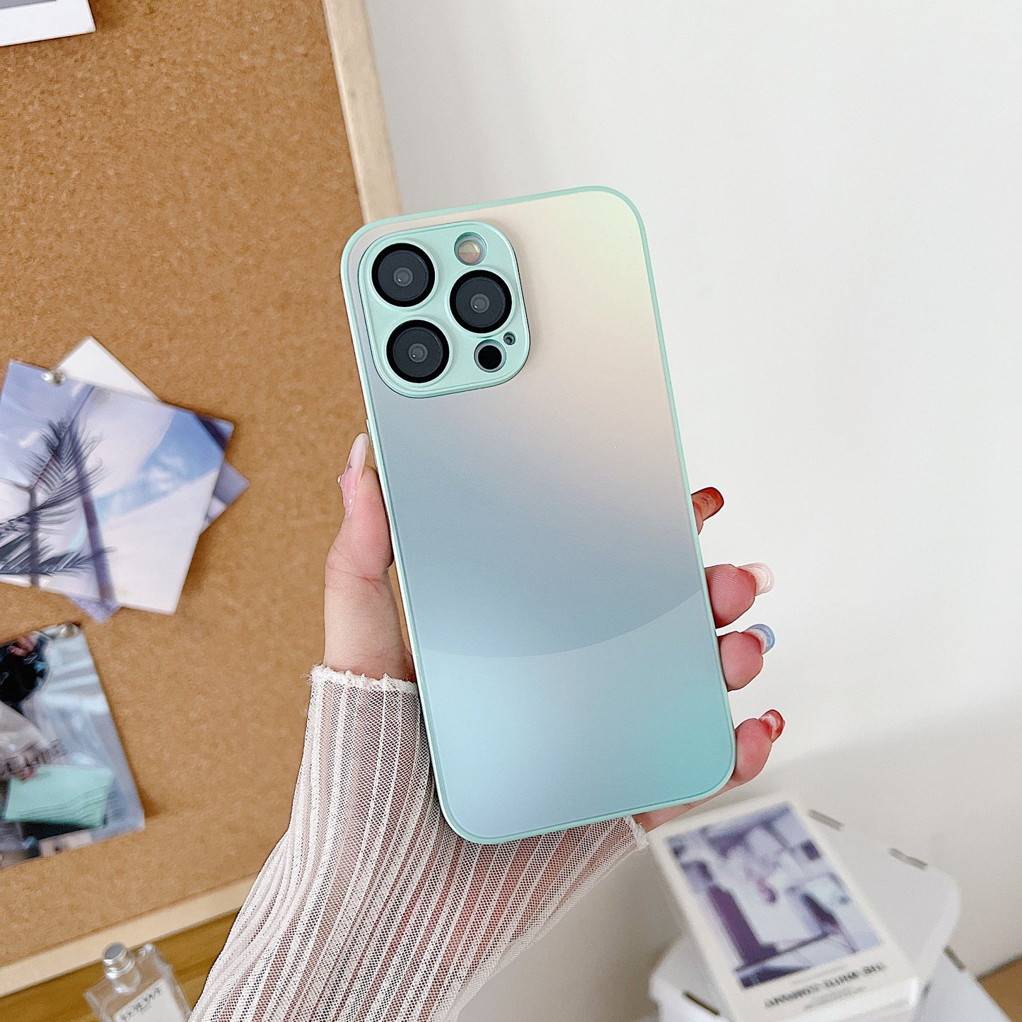 IPhone15 phone case gradient color matte suitable for Apple 14pro with lens film 13 anti drop protective cover