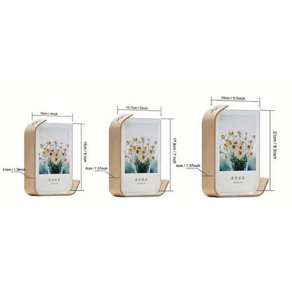 Double sided acrylic photo frame creative photo frame leaf carving table solid wood desktop decoration photo frame