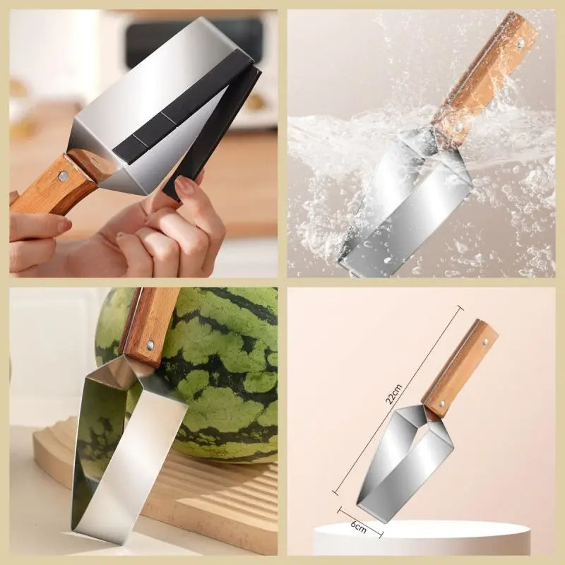 New Watermelon Splitter Watermelon Cutting Artifact 430 Stainless Steel Cutting Piece Splitter Household Melon Triangle Cutting