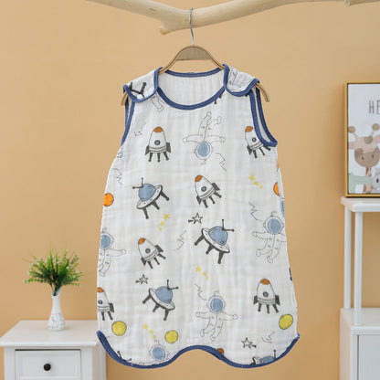 Children's Sleeping Bag Cotton Four-Layer Gauze Cute Cartoon Anti-Cold Anti-Kick Quilt Cotton Yarn Class A Baby Sleeping Bag
