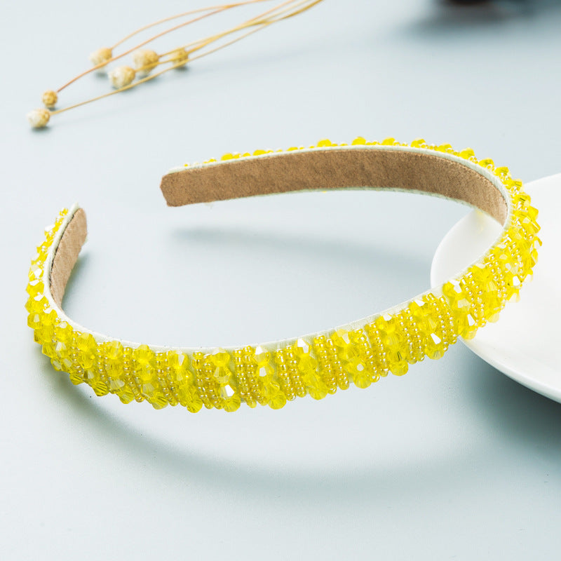 Hair Hoop Hand-Woven Beaded Headband Female Baroque Sponge Hair Bundle Korean Face Wash Hair Accessories