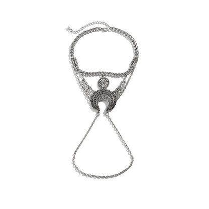 Bohemian metal chain jewelry arm chain punk retro dream catcher net leaf tassel open arm bracelet