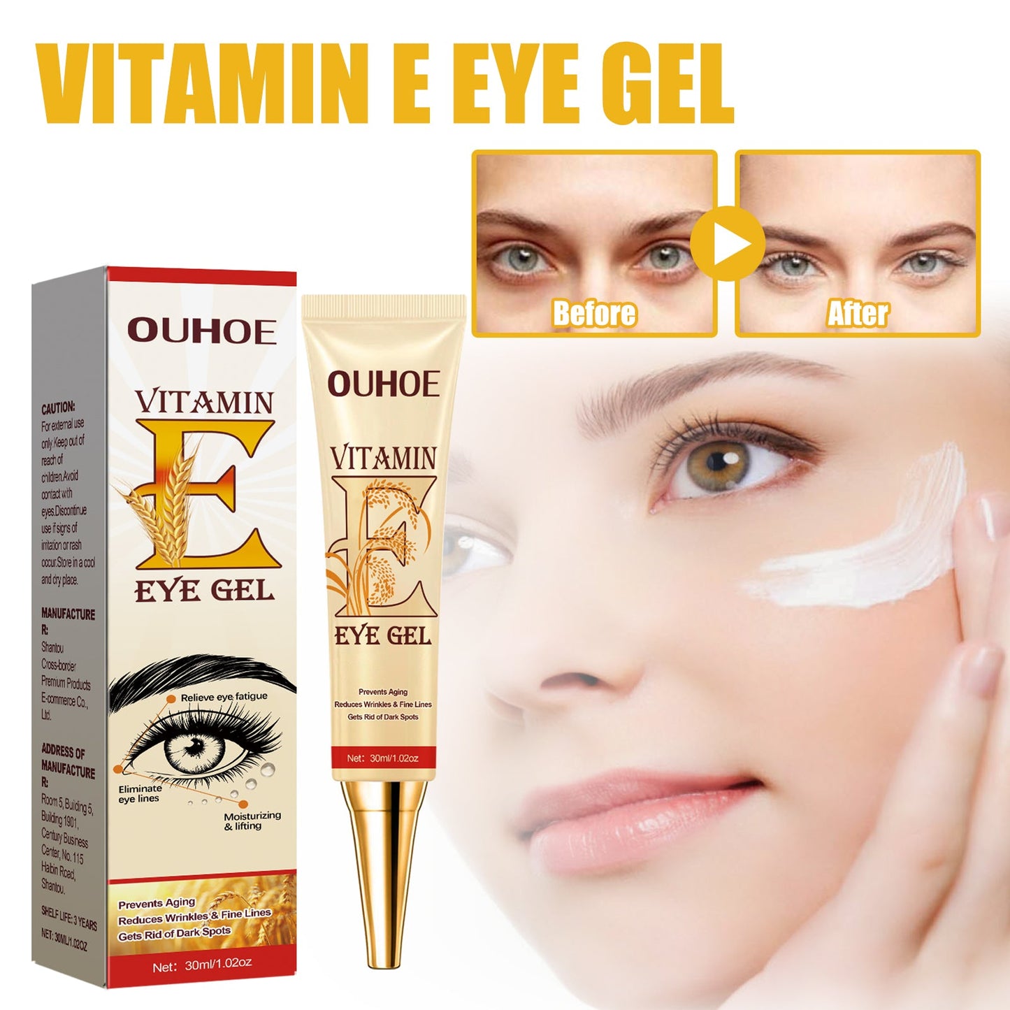 Vitamin E Eye Cream, Lightened Dark Circles Crow's Feet, Firmed And Moisturized Eye Cream