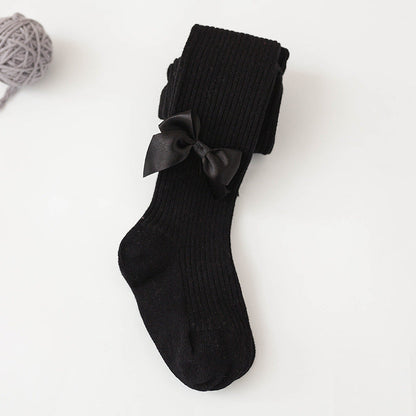 Spring And Autumn New Children's Pantyhose Bow Cotton White Baby Socks Medium Thick Foreign Girl Leggings