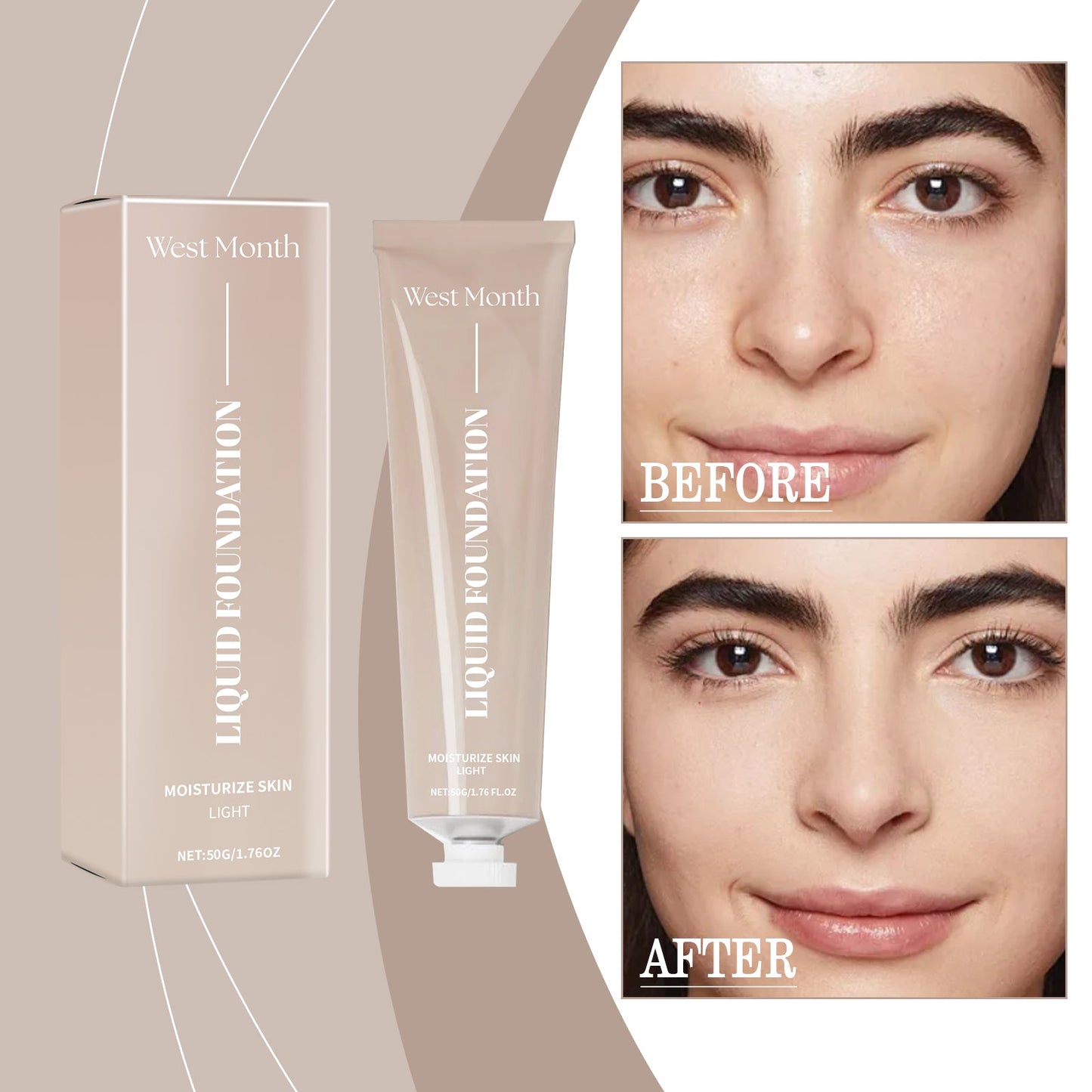 Moisturizing Liquid Foundation, Long-Lasting Moisturizing Refreshing Moisturizing Light Moisture Liquid Foundation