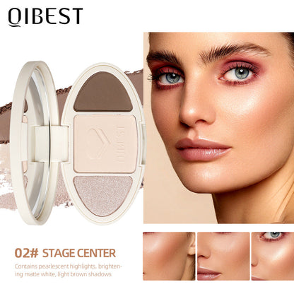 QIBEST High Gloss Repairing All-In-One Plate Matte Brightening Glitter Powder Blush Rouge Plate Powder Cake Repairing Plate