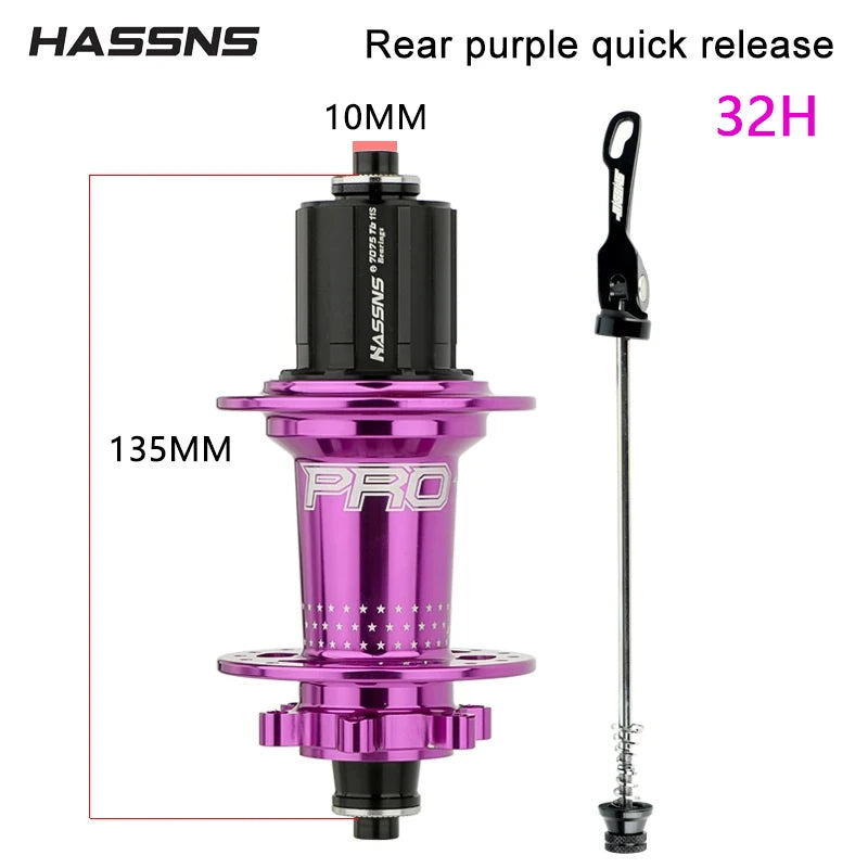 HASSNS PRO7 MTB Hub 32 Holes Bearing Bike Freehub Rear Hub Quick Release 32H Four Palin 7 8 9 10 11 12 Speed 6 Pawl Hubs
