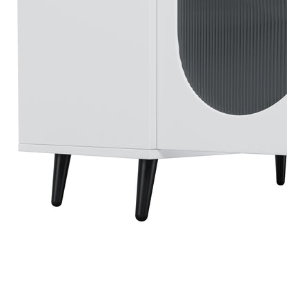 Modern Accent Sideboard Cabinet with Acrylic Doors, Freestanding Storage Cupboard Console Table for Kitchen Dining White