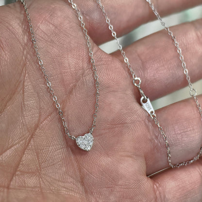 S925 pure silver plated with 14K gold mini heart necklace women's diamond studded peach heart extremely fine collarbone chain ﻿