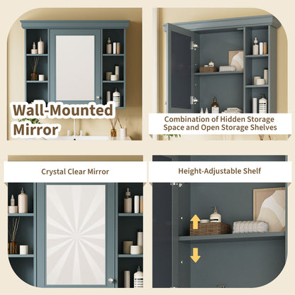 36 inch modern mirror cabinet with adjustable shelves, 2 soft closing doors, and 6 drawer storage cabinet door organizers