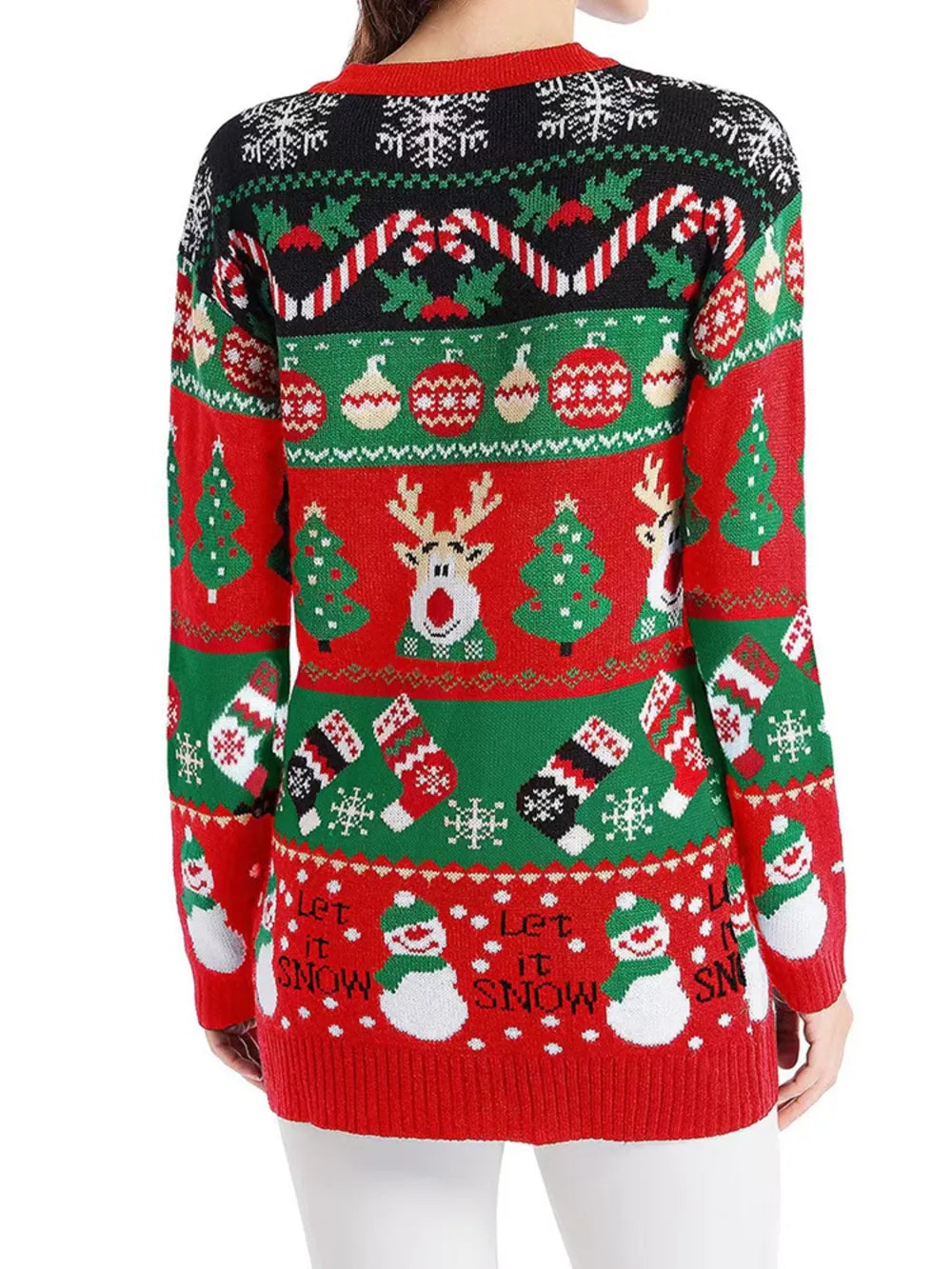 Autumn and winter new sweater jacket women's casual long sleeved Christmas sweater