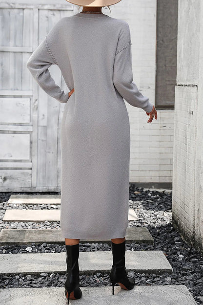 Button knit sweater dress fashionable temperament commuting women's sweater women