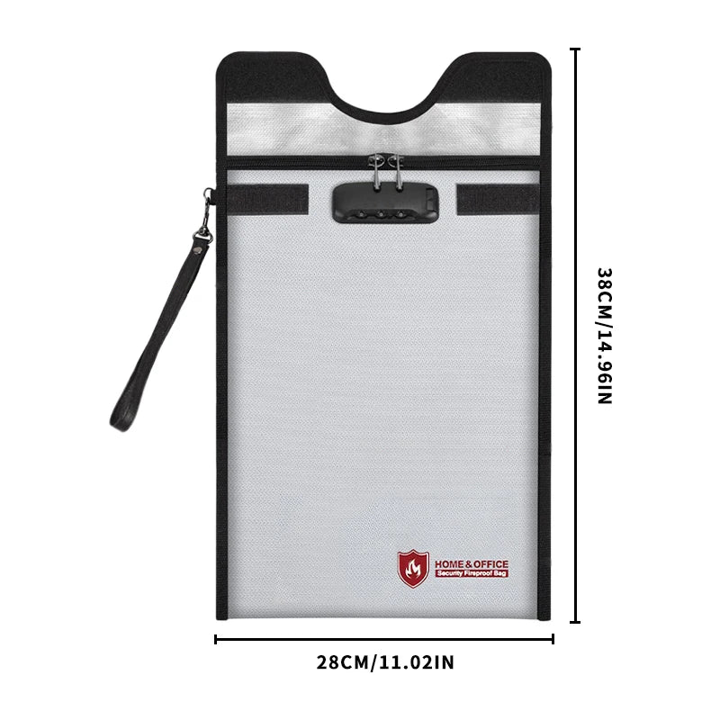 1pc Fireproof Waterproof Document Bag With Zipper Combination Lock Phones Laptops Anti-Theft Emf Protection Portable Faraday Bag