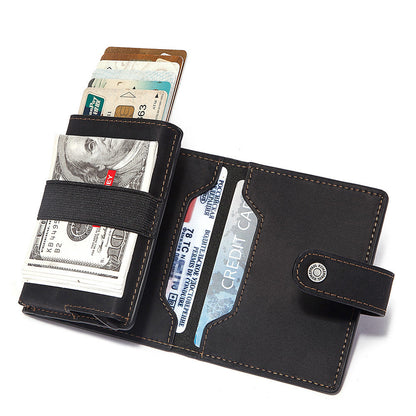 Coin Purse Metal Card Case Leather Card Sleeve ID Sleeve Leather Credit Card Holder
