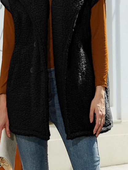 Collared Neck Button Up Vest Coat