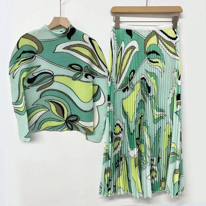 Fashion suit women's pleated two-piece set