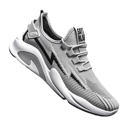 Fashionable Men's Shoes Summer New Breathable Student Casual Shoes Thin, Lightweight, Low cut, Fashionable Thick Bottom Flyknit Sports Shoes