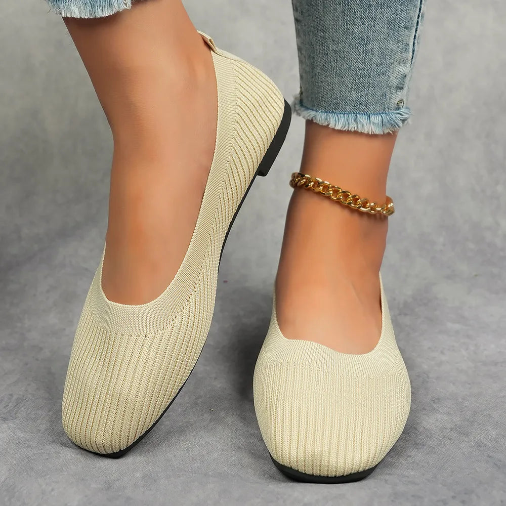 Flat bottomed lazy single shoe women's flying woven breathable casual versatile bean shoes