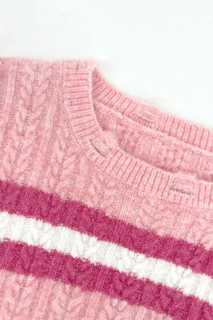 Hooded sweater base knit sweater short top contrasting color striped women