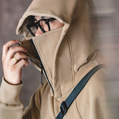Maden Workwear American Heavyweight Balaclava Hoodie with Zipper High Street Tactical Men's Autumn Coat