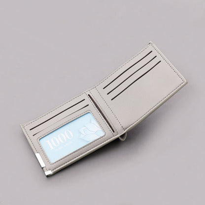 Men's Short Wallet Simple Ultra Thin Gray Can Hold Driver License Wallet Multi-Card Wallet Student Wallet