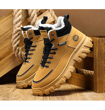 Men's winter suede high top Martin boots men's workwear shoes trendy and versatile thick sole