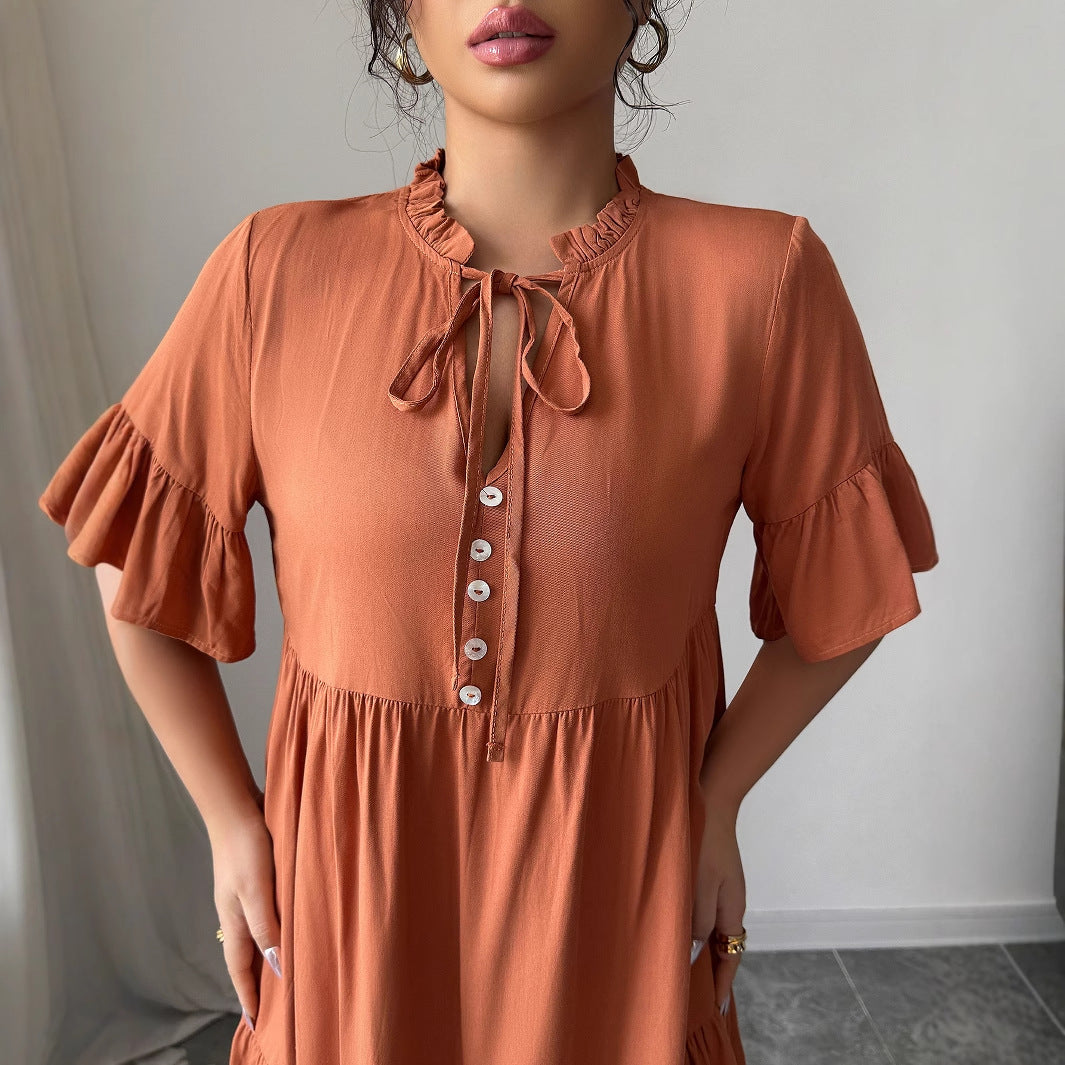 Minimalist style strap solid color dress for women