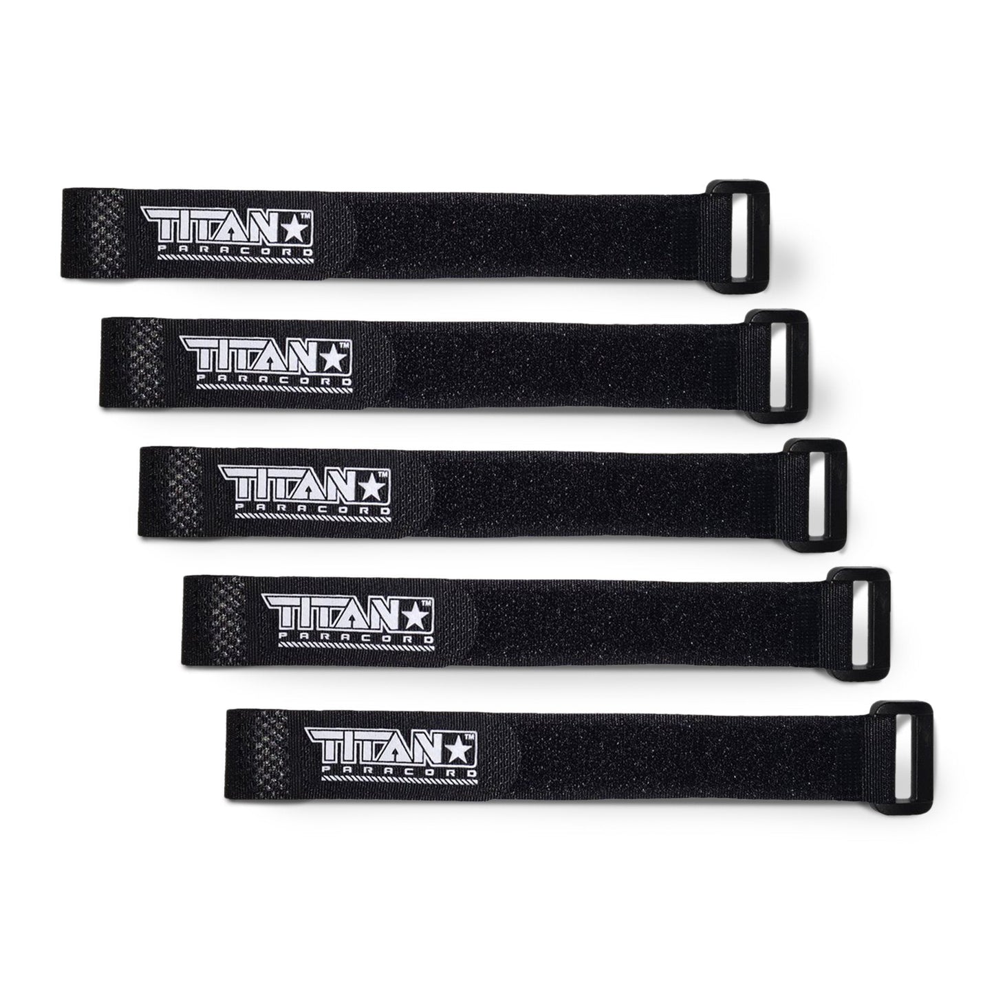 Paracord Fasteners, Hook & Loop, 5-Pack | BLACK