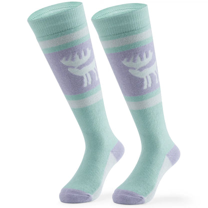 Wool Blend Kids Ski Socks, Knee-high Warm Thermal Snowboard Skating Socks for Boys & Girls
