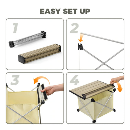 Lightweight Foldable Aluminum Table with Storage Bag
