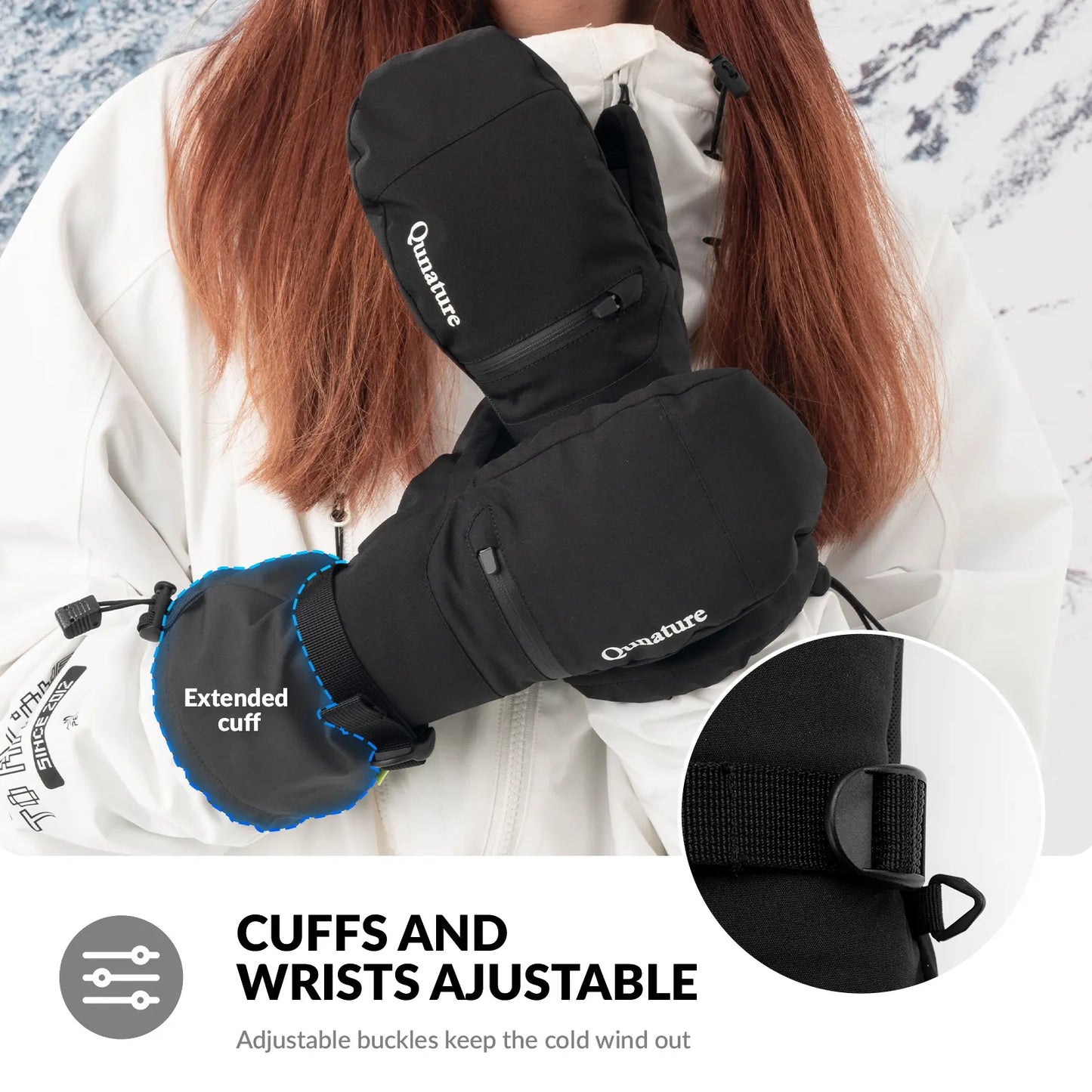 Windproof Waterproof Thermal Ski Gloves Double-Layer Insulation Touchscreen