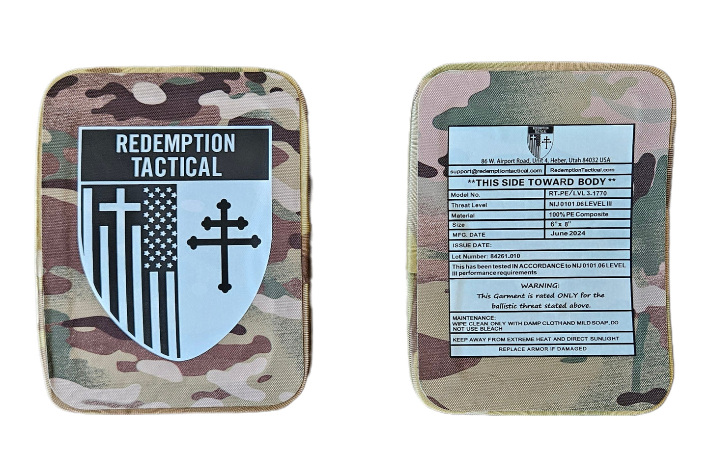 (PAIR) Level III 6x8" Side Plates (Lightweight Alumina PE Material)