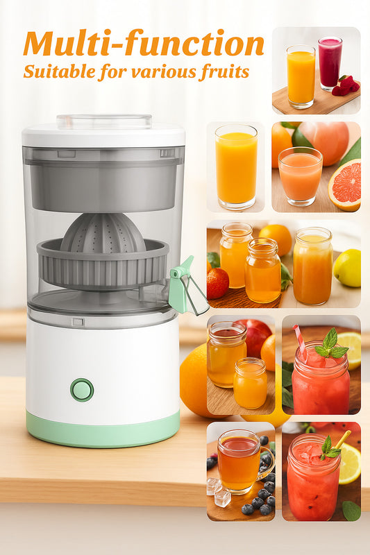 Electric Citrus Juicer Rechargeable Hands-Free Masticating Orange Lemon Squeezer