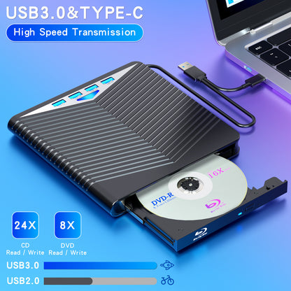 External CD DVD Drive for PC Laptop Windows 11 10 USB 3.0 Burner Reader Writer