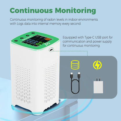 GQ RadonScan-Plus Radon Gas Detector Fast, Accurate Color Display Data Logging