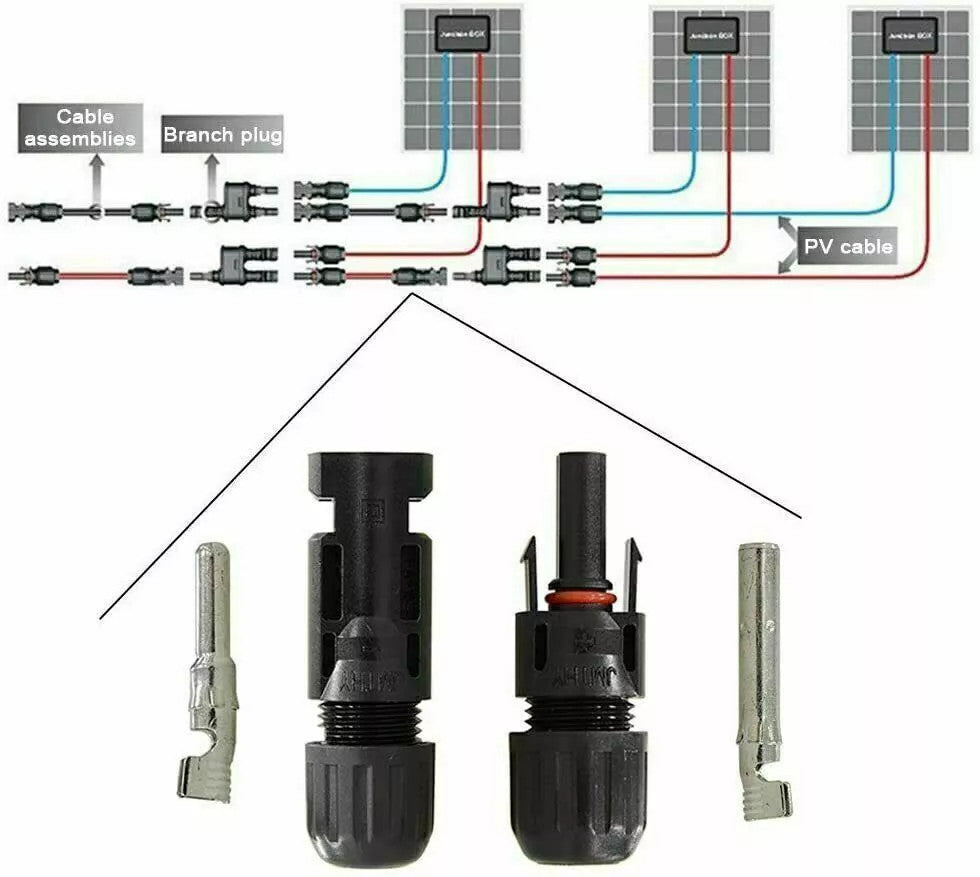 10/20/50/100/200 Pairs Male Female Solar Cable Connectors For DIY Solar Panel US