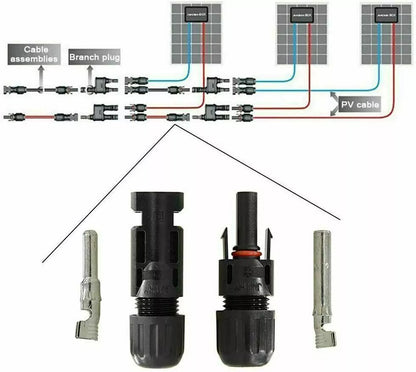 10/20/50/100/200 Pairs Male Female Solar Cable Connectors For DIY Solar Panel US