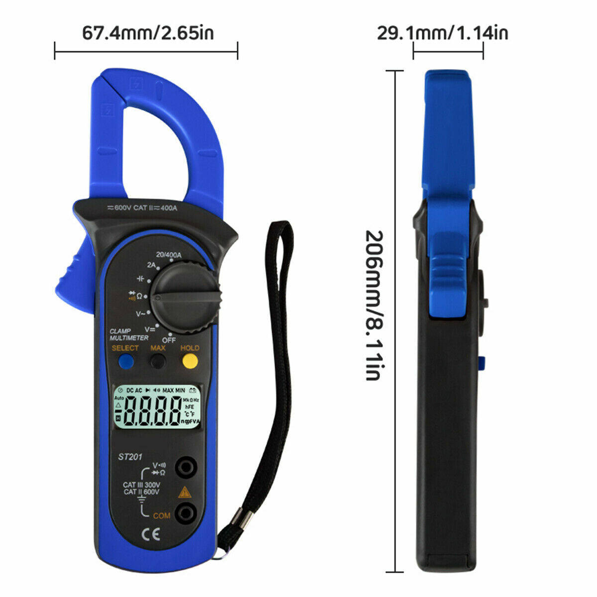 Digital Multimeter Tester AC DC Volt Ohm Amp Clamp Meter Auto Range LCD Handheld