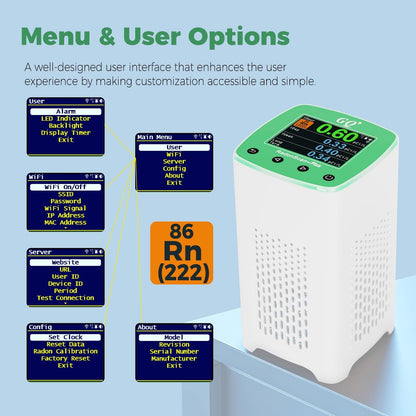 GQ RadonScan-Plus Radon Gas Detector Fast, Accurate Color Display Data Logging