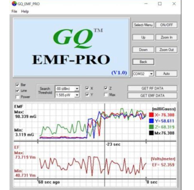 GQ EMF-390 3in1 multi-field Electromagnetic EMF Meter 5G RF Detector Data logger