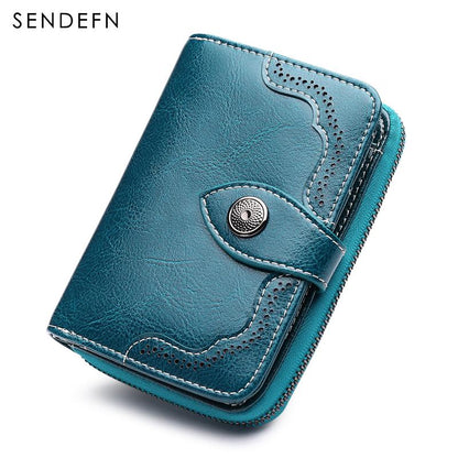 Sendefn  Small Wallet Casual Women's Purses Split Leather Quality Short Money Bag